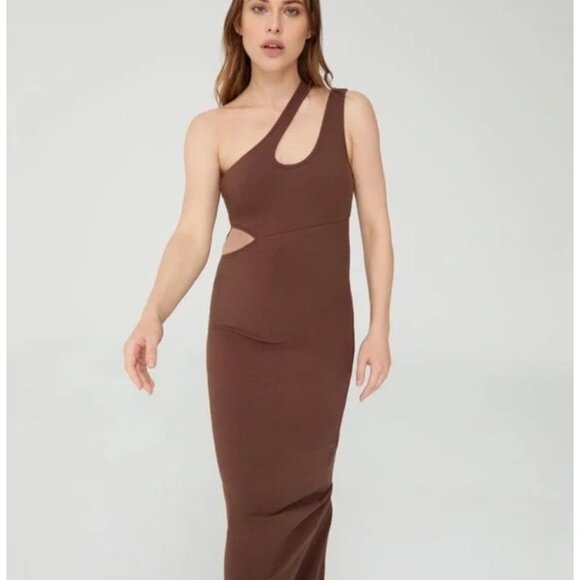 Bumpsuit The Cutout Maxi Rib Dress Women's Size Large in Brown - EUC! - Picture 1 of 7